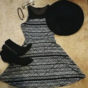 Black and white asymmetrical designed dress